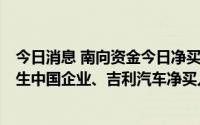 今日消息 南向资金今日净买入33.16亿港元，腾讯控股、恒生中国企业、吉利汽车净买入额位列前三