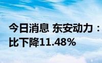 今日消息 东安动力：前7月发动机累计销量同比下降11.48%