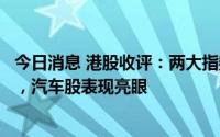 今日消息 港股收评：两大指数涨跌不一，恒指险守20000点，汽车股表现亮眼