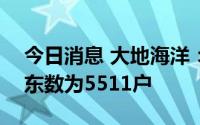 今日消息 大地海洋：截至7月29日，公司股东数为5511户