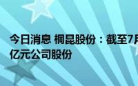 今日消息 桐昆股份：截至7月31日已累计集中竞价回购5.68亿元公司股份