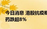 今日消息 港股抗疫概念股持续走低，腾盛博药跌超8%