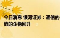 今日消息 银河证券：通信的子行业景气度边际改善有利于估值的企稳回升