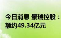 今日消息 景瑞控股：前7月累计合约签约销售额约49.34亿元