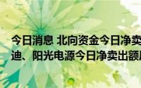 今日消息 北向资金今日净卖出23.11亿元，大族激光、比亚迪、阳光电源今日净卖出额居前