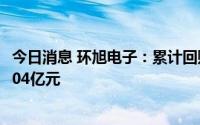 今日消息 环旭电子：累计回购公司股份817.53万股，耗资1.04亿元