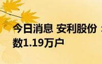 今日消息 安利股份：截至7月29日，股东户数1.19万户