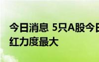 今日消息 5只A股今日股权登记，大洋电机分红力度最大