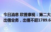 今日消息 欧普康视：第二大股东南京欧陶拟参与转融通证券出借业务，出借不超1789.66万股