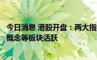 今日消息 港股开盘：两大指数低开，汽车、饮料、宁德时代概念等板块活跃