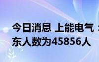 今日消息 上能电气：截至7月29日，公司股东人数为45856人