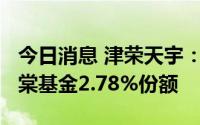 今日消息 津荣天宇：拟出资1500万元认购海棠基金2.78%份额