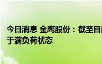 今日消息 金鹰股份：截至目前，公司新能源板块产能基本处于满负荷状态