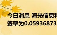 今日消息 海光信息科创板IPO：网上发行中签率为0.05936873%