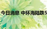 今日消息 中环海陆跌5%，股东拟清仓式减持