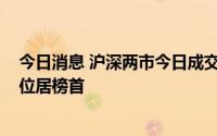 今日消息 沪深两市今日成交额近9000亿元，比亚迪成交量位居榜首