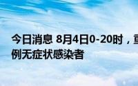 今日消息 8月4日0-20时，重庆合川区新增1例确诊病例、4例无症状感染者