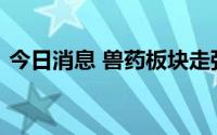 今日消息 兽药板块走强，中牧股份拉升触板