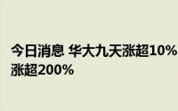 今日消息 华大九天涨超10%，上市第五个交易日较发行价已涨超200%