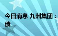 今日消息 九洲集团：拟发行不超过6亿元可转债