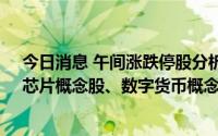 今日消息 午间涨跌停股分析：48只涨停股，16只跌停股，芯片概念股、数字货币概念股领涨