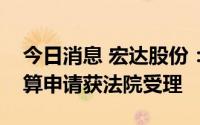 今日消息 宏达股份：子公司剑川益云破产清算申请获法院受理