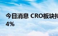 今日消息 CRO板块持续回暖，诺泰生物涨超4%