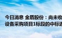 今日消息 金盾股份：尚未收到青岛地铁6号线一期工程通风设备采购项目1标段的中标通知书