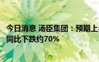 今日消息 汤臣集团：预期上半年股东应占除税后综合溢利将同比下跌约70%