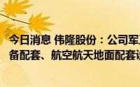 今日消息 伟隆股份：公司军工方面产品主要用于海军舰艇装备配套、航空航天地面配套设施等