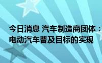 今日消息 汽车制造商团体：美国参议院法案将危及2030年电动汽车普及目标的实现