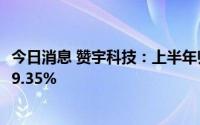 今日消息 赞宇科技：上半年归母净利润3.1亿元，同比下降29.35%