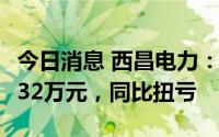 今日消息 西昌电力：上半年归母净利润1096.32万元，同比扭亏