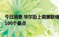 今日消息 华尔街上调美联储加息预期，花旗预计9月恐加息100个基点