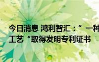 今日消息 鸿利智汇：”一种UVLED加工的上料装置及上料工艺“取得发明专利证书