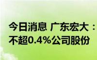 今日消息 广东宏大：持股5%以上股东拟减持不超0.4%公司股份