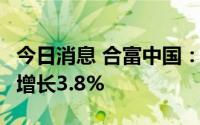 今日消息 合富中国：1-7月合并营业收入同比增长3.8%