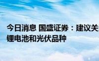 今日消息 国盛证券：建议关注新能源方向中出口占比更高的锂电池和光伏品种