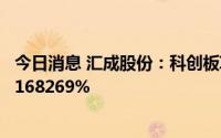 今日消息 汇成股份：科创板IPO网上发行最终中签率为0.04168269%