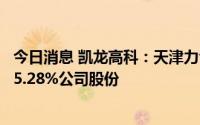 今日消息 凯龙高科：天津力合创赢及一致行动人拟清仓减持5.28%公司股份