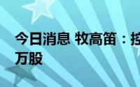 今日消息 牧高笛：控股股东减持公司股份76万股