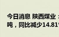 今日消息 陕西煤业：7月煤炭销量1957.8万吨，同比减少14.81%