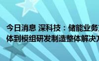 今日消息 深科技：储能业务方面，具备各类型超级电容从单体到模组研发制造整体解决方案