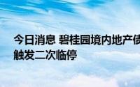 今日消息 碧桂园境内地产债“21碧地02”午后跌超32%，触发二次临停