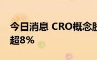 今日消息 CRO概念股震荡走高，泰格医药涨超8%