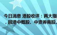 今日消息 港股收评：两大指数大涨，恒生科技指数涨3.67%，回港中概股、中资券商股、汽车股等领涨