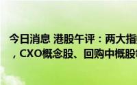 今日消息 港股午评：两大指数大涨，恒生科技指数涨2.71%，CXO概念股、回购中概股领涨