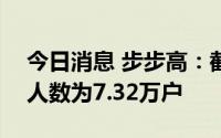 今日消息 步步高：截至8月10日，公司股东人数为7.32万户