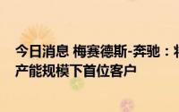 今日消息 梅赛德斯-奔驰：将成为宁德时代匈牙利工厂初始产能规模下首位客户