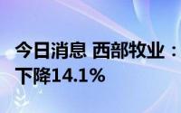 今日消息 西部牧业：7月自产生鲜乳产量同比下降14.1%